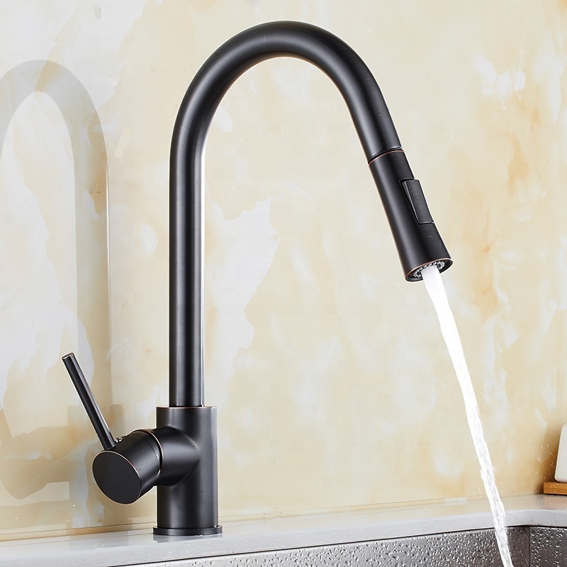 ORB Dual Function Kitchen Head Sprayer Pull Down Swivel Spout Black 360 Adjustable Flexible Pull Out Sprayer Kitchen Sink Faucet