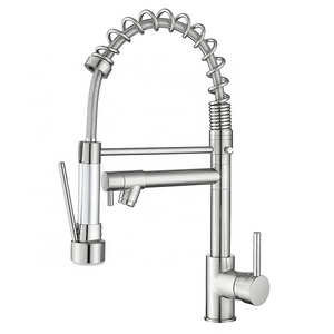 Deck Mount Hot Cold Water Sink Mixer Flexible Modern Spring Loaded Brass Pull Down Sprayer Industrial Commercial Kitchen Faucet