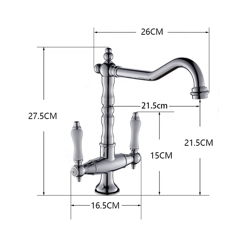 Classic Vintage Two Lever Hot Cold Water Sink Mixer Tap Deck Mount Brass Double Handle Antique Luxury Kitchen Faucet