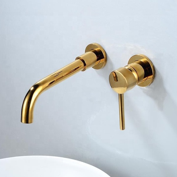 Hot Cold Water Single Handle Antique Rotating Brass 2 Holes Bathroom Wall Mount Concealed Basin Faucet