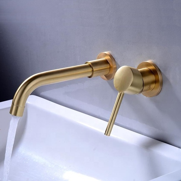 Hot Cold Water Single Handle Antique Rotating Brass 2 Holes Bathroom Wall Mount Concealed Basin Faucet