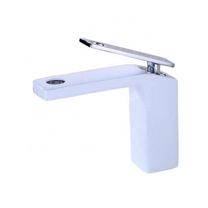 Azeta Modern White Brass Water Mixer Bathroom Sink Water Tap Single Lever Face Basin Faucet