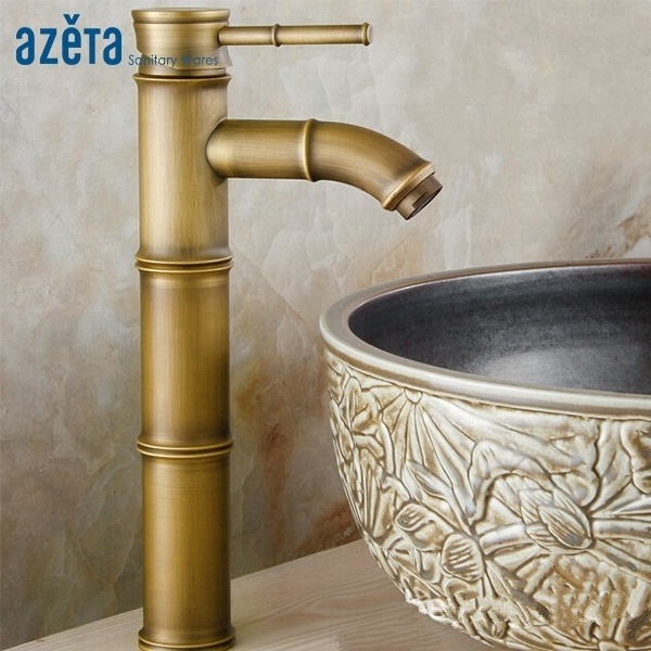 China Bathroom Product Basin Mixer Antique Bronze Bamboo Faucet