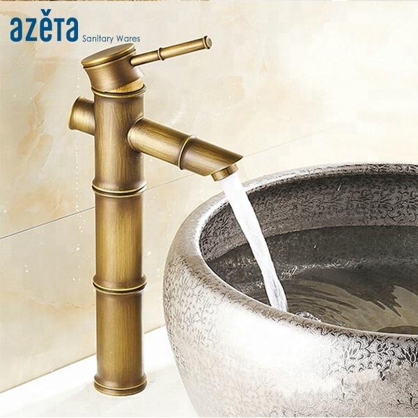 China Bathroom Product Basin Mixer Antique Bronze Bamboo Faucet