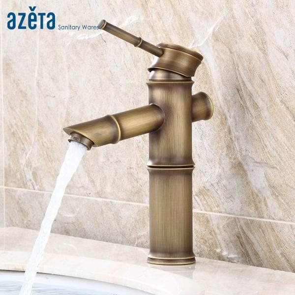 Bamboo Brass Basin Mixer Tap Fancy Bathroom Basin Sink Faucet