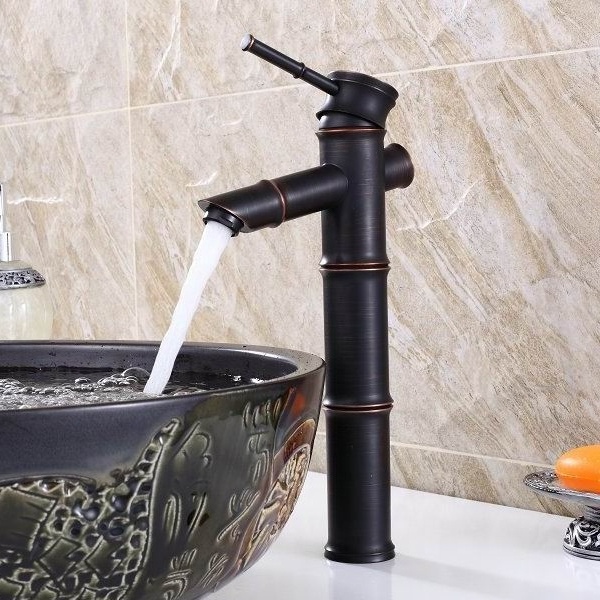 Bamboo Brass Basin Mixer Tap Fancy Bathroom Basin Sink Faucet