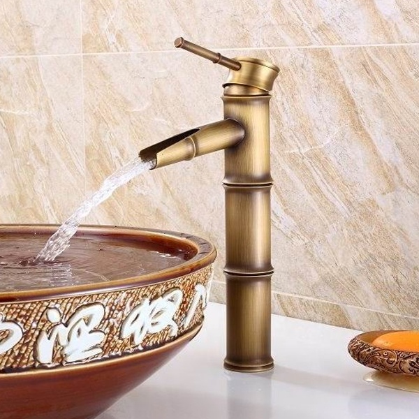 Bamboo Brass Basin Mixer Tap Fancy Bathroom Basin Sink Faucet