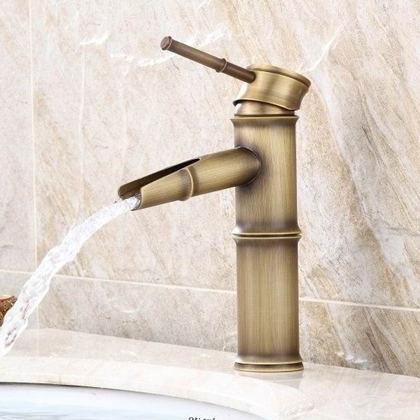 Bamboo Brass Basin Mixer Tap Fancy Bathroom Basin Sink Faucet