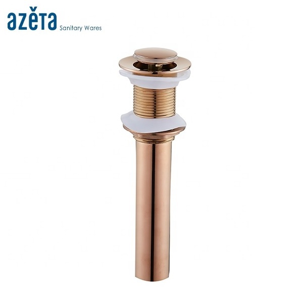 Rose Gold Long Pop Up Waste For Basin Drainer Click Clack With Or Without Overflow