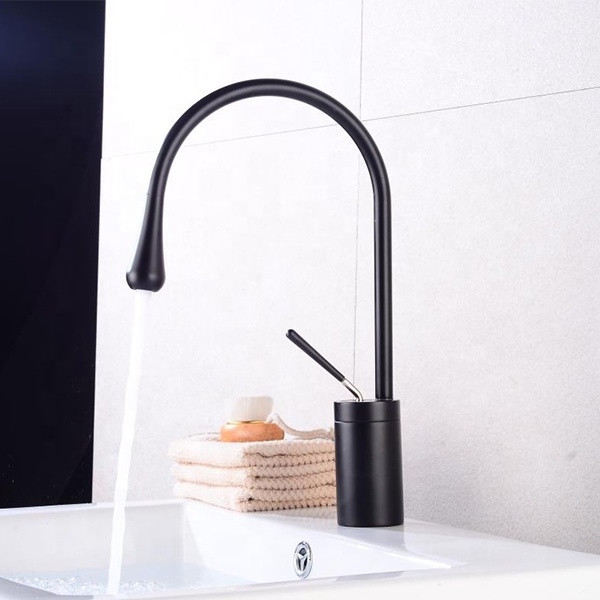 Sanitary New Design Modern Hot Cold Water Tap Copper Kitchen Sink Mixer Single Handle Brass Luxury Black Kitchen Pipe Faucet