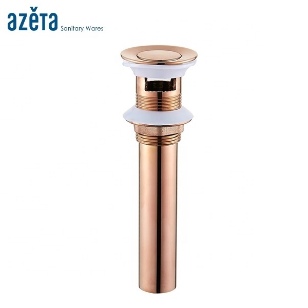 Rose Gold Long Pop Up Waste For Basin Drainer Click Clack With Or Without Overflow