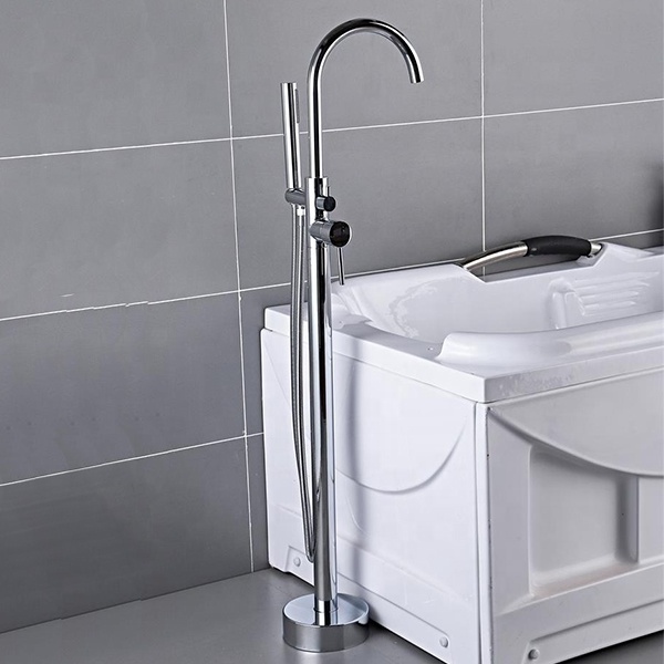 Luxury Hotel Home Chrome Floor Mounted Bath Shower Mixer Bathroom Freestanding Bathtub Faucet