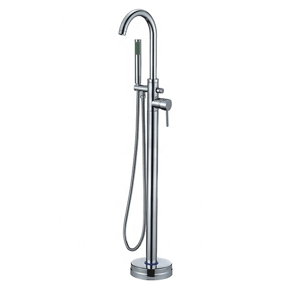 Luxury Hotel Home Chrome Floor Mounted Bath Shower Mixer Bathroom Freestanding Bathtub Faucet