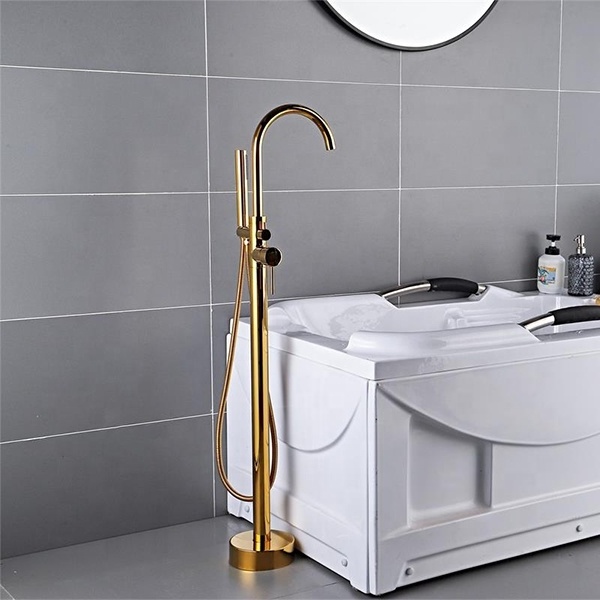 Luxury Hotel Home Chrome Floor Mounted Bath Shower Mixer Bathroom Freestanding Bathtub Faucet