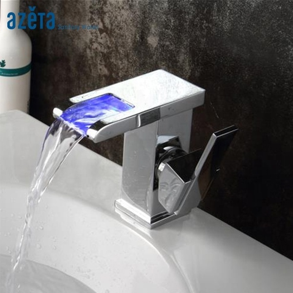 Temperature Change Hydroelectric Powered Bathroom Wash Basin Tap RGB LED Water Faucet Light