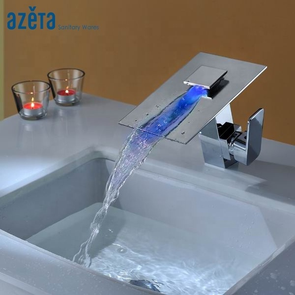 Temperature Change Hydroelectric Powered Bathroom Wash Basin Tap RGB LED Water Faucet Light