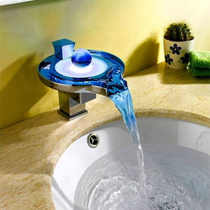 Temperature Change Hydroelectric Powered Bathroom Wash Basin Tap RGB LED Water Faucet Light