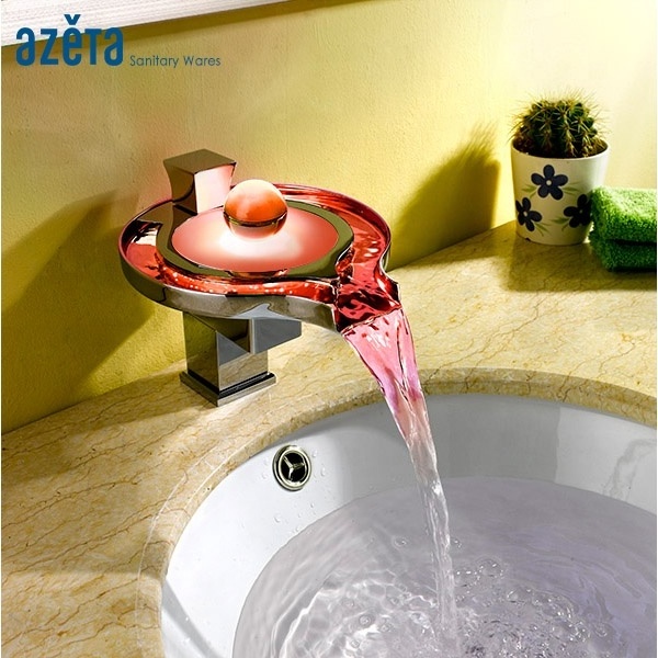 Temperature Change Hydroelectric Powered Bathroom Wash Basin Tap RGB LED Water Faucet Light