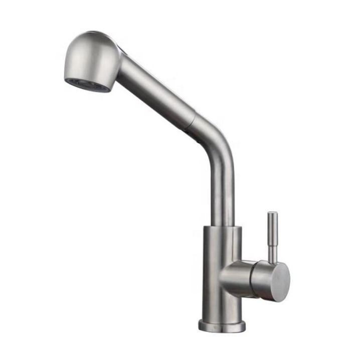 China Factory Cheaper Price Lead Free Single Handle Pull Out Flexible 304 Stainless Steel Pull Down Kitchen Faucets