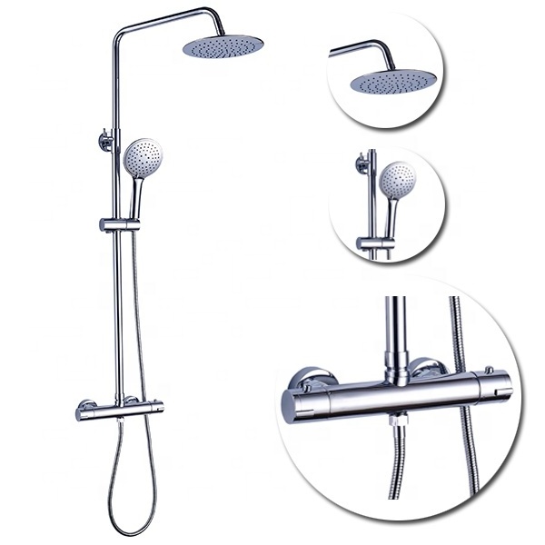 High Quality Cheap Exposed Thermostatic Mixing Valve Shower Faucet Set