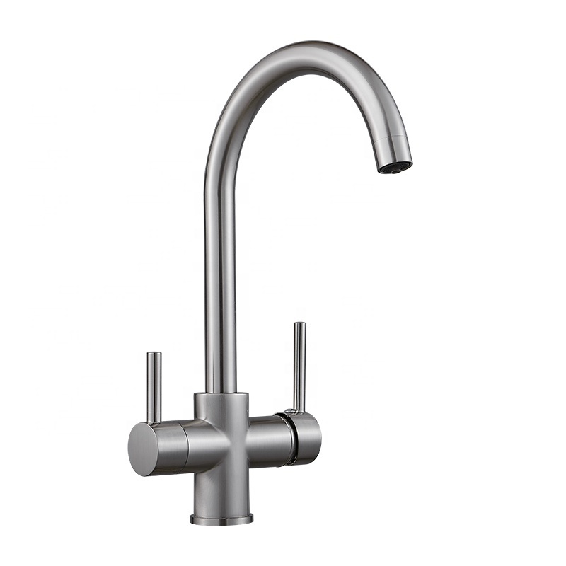 Modern Single Lever Chrome Brass Copper Kitchen Sink Tap Mixer 3 Ways Purifier Filter Drinking Water Faucet