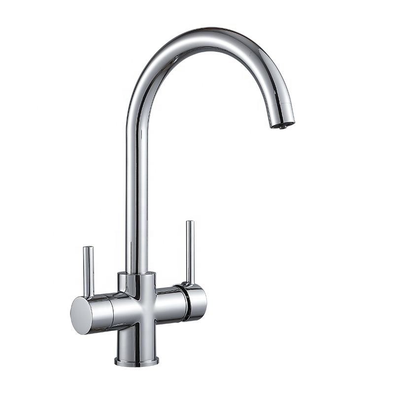 Modern Single Lever Chrome Brass Copper Kitchen Sink Tap Mixer 3 Ways Purifier Filter Drinking Water Faucet