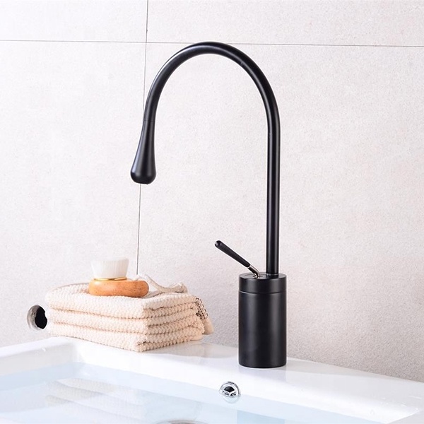 Sanitary New Design Modern Hot Cold Water Tap Copper Kitchen Sink Mixer Single Handle Brass Luxury Black Kitchen Pipe Faucet