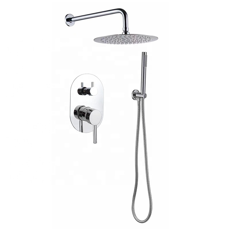 Brass Bath Mixer With Ceiling Rain Shower Head In Wall Mounted Bathroom Concealed Shower Mixer Set