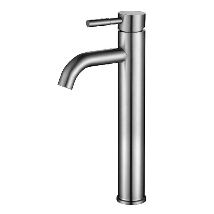 Sanitary Ware Deck Mount Single Hole Square SS304 Stainless Steel Brushed Mixer Single Handle Hand Wash Basin Faucet