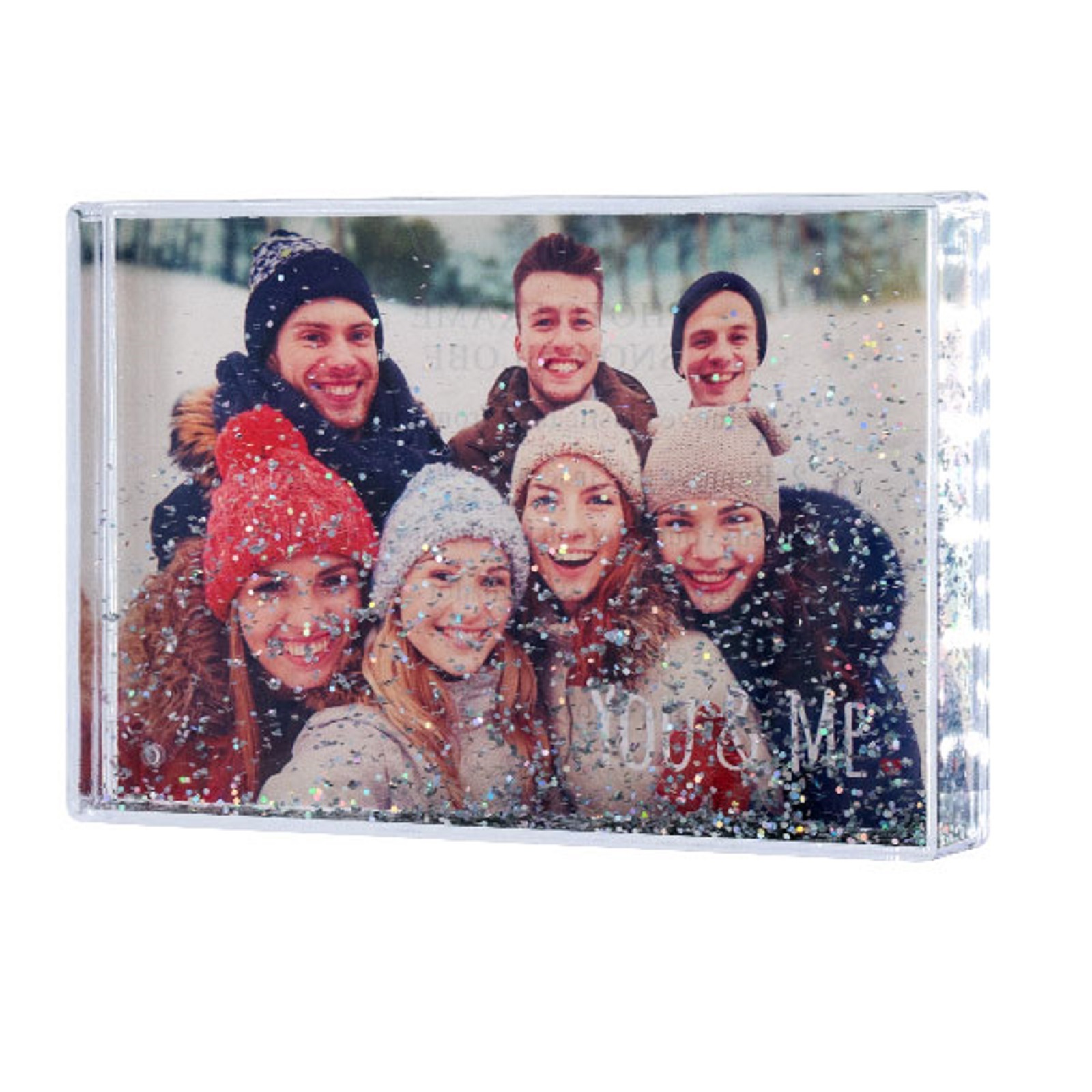 Custom Christmas Birthday Glitter Snow Globe Photo Frame