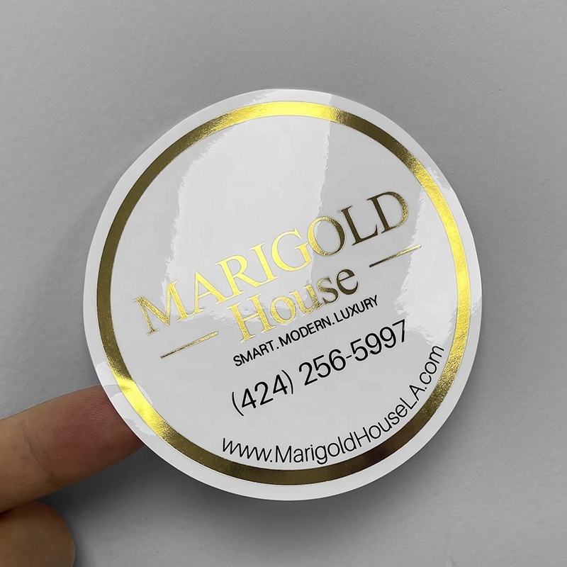 Customized Printing Clear Stickers Logo Label High PP Gold Printing Clear Stickers Logo Label Sticker Transparent Label Roll