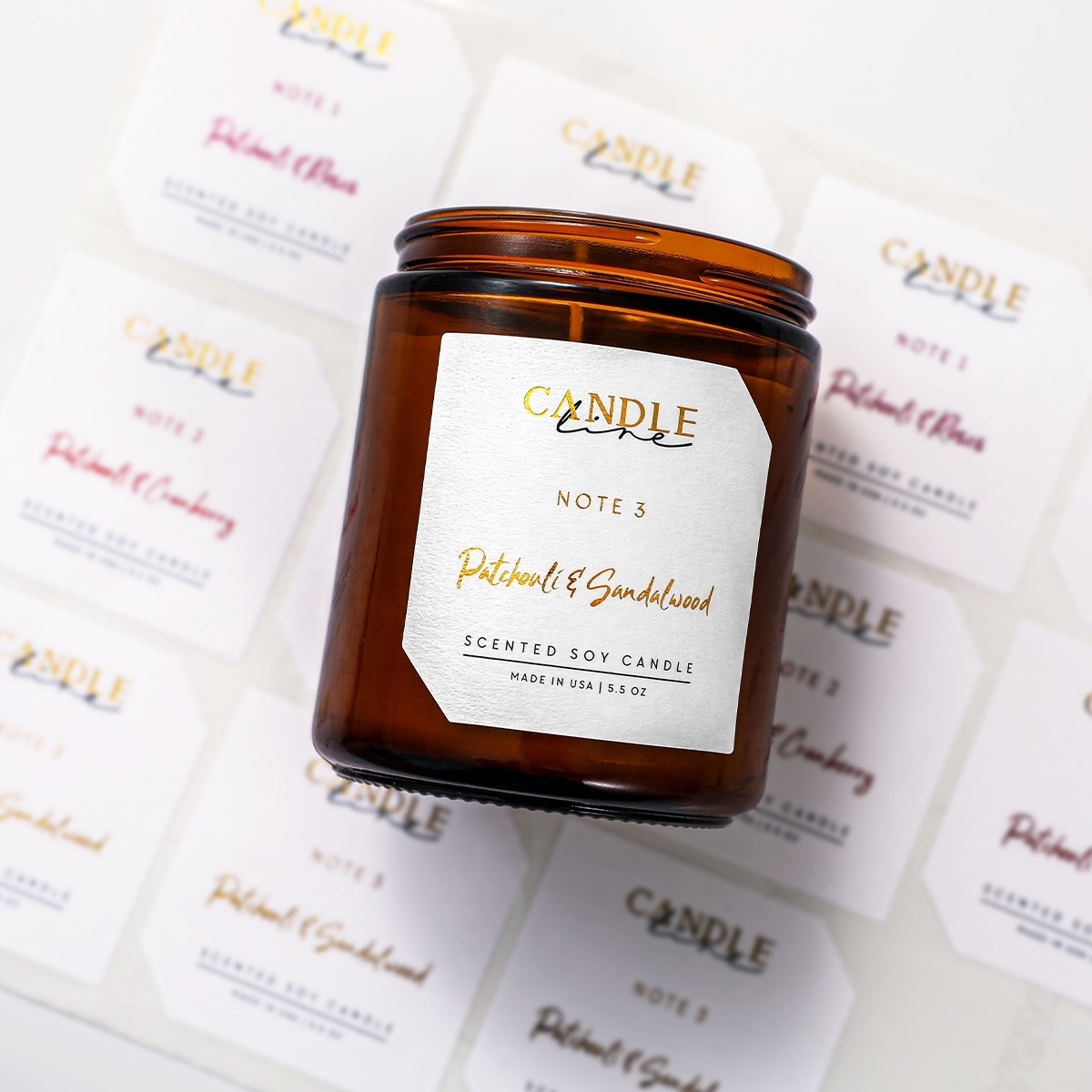 Sheet Candle Jar Label Printing Custom Sticker Logo Gold Foil Printing Luxury texture Paper for Candle Jar