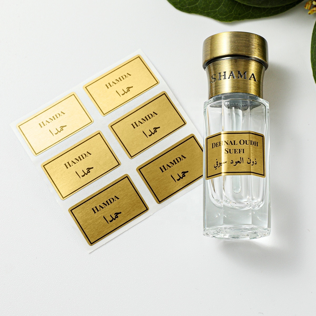 3D Perfume Bottle Label Stickers Gold Foil Design Printed Perfume Bottle Label Oil Resistant for Perfume