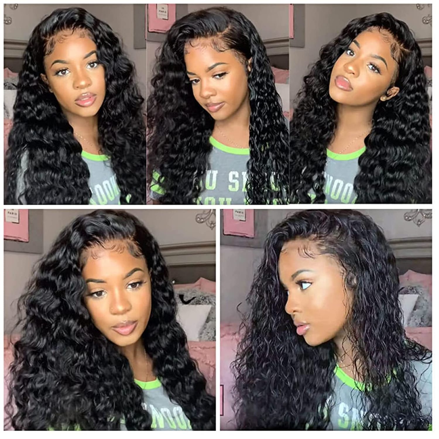 Water Wave Bundles  Brazilian Human Hair Ocean Wave Curly Hair Bundles with Lace Frontal Closure With Baby Hair