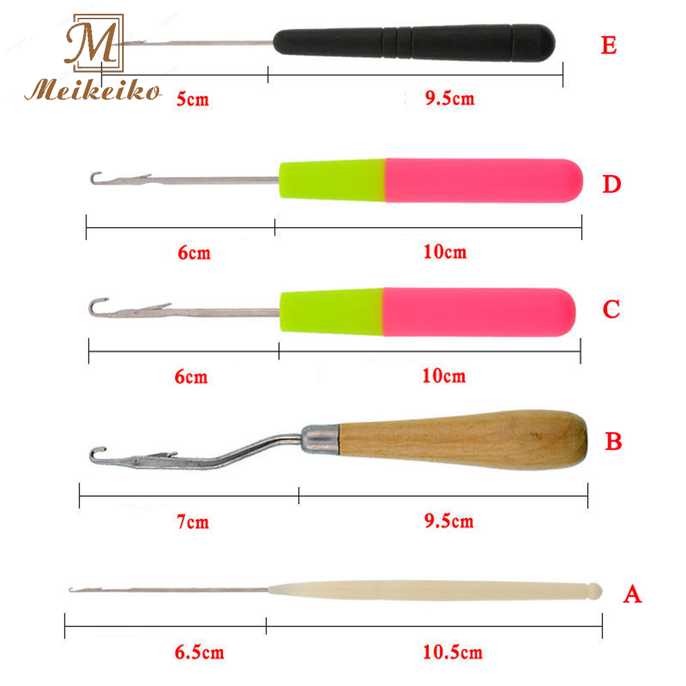 5Pcs/Set Latch Crochet Hook Hair Weave Crochet Needle Wigs Knitting Hair Extensions Styling Carpets Repair Tools Braid Craft