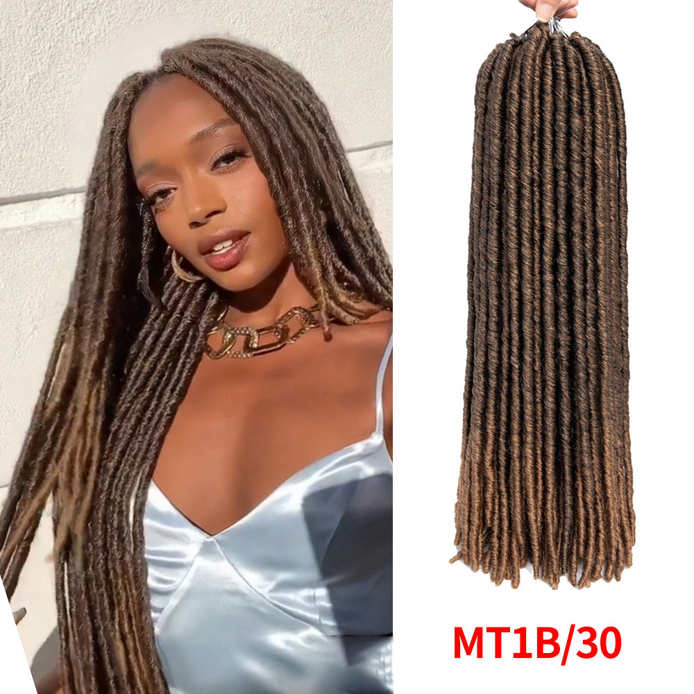 Brown Straight Faux Locs Crochet Hair Dreadlocks Hair Extensions African Braid Wick for Women Pre-looped Synthetic Braids