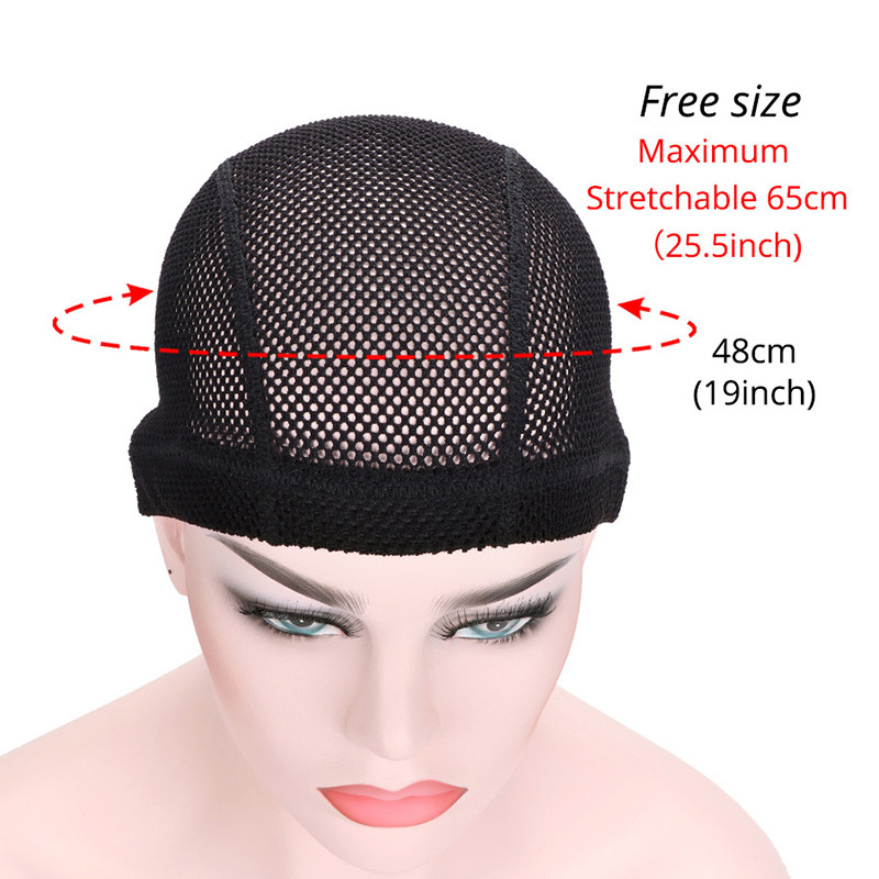 Wholesale Big Hole Mesh Dome Wig Cap Hair Nets Large Hole Black Dome Caps To Make Wigs With Elastic Band Wave Cap