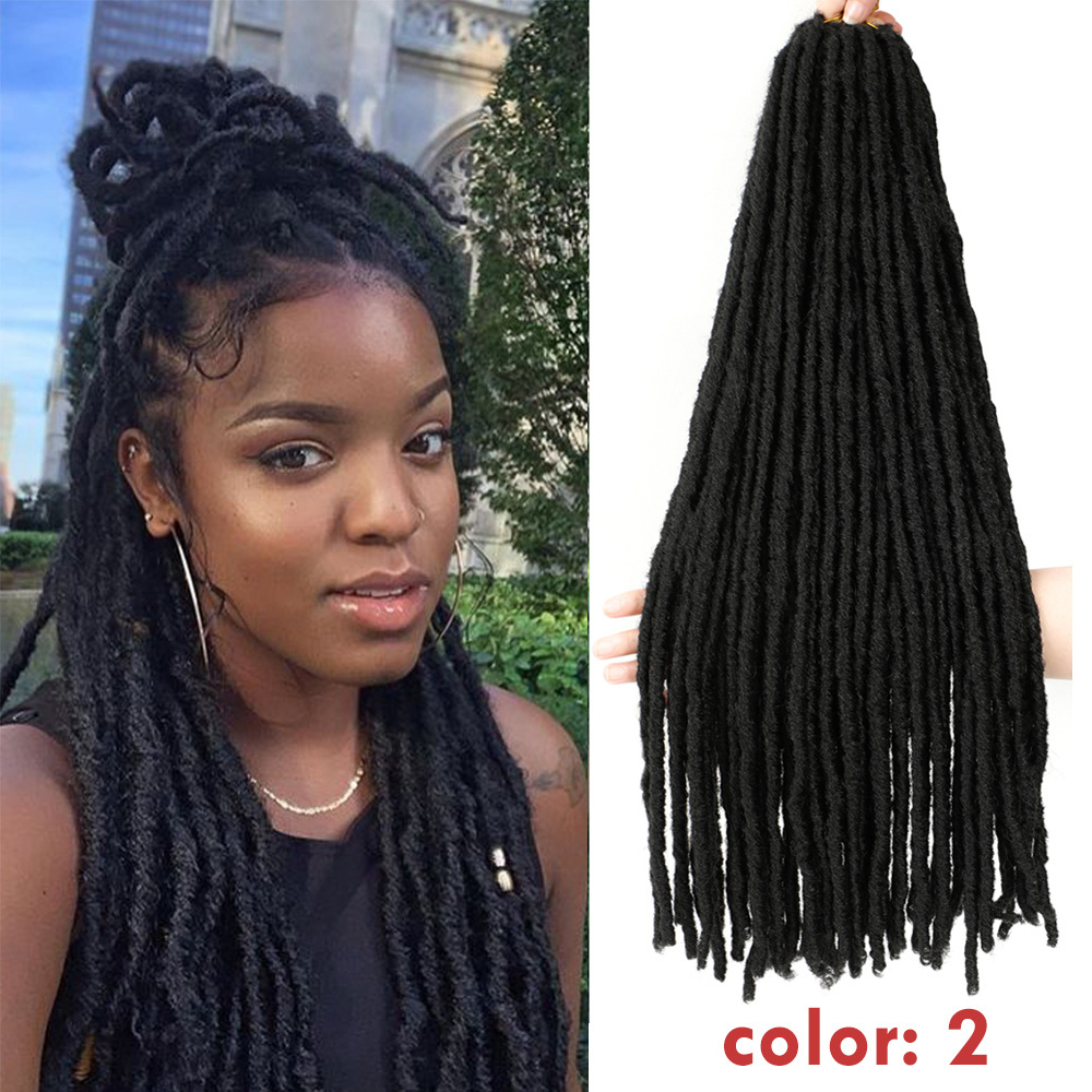 Brown Straight Faux Locs Crochet Hair Dreadlocks Hair Extensions African Braid Wick for Women Pre-looped Synthetic Braids