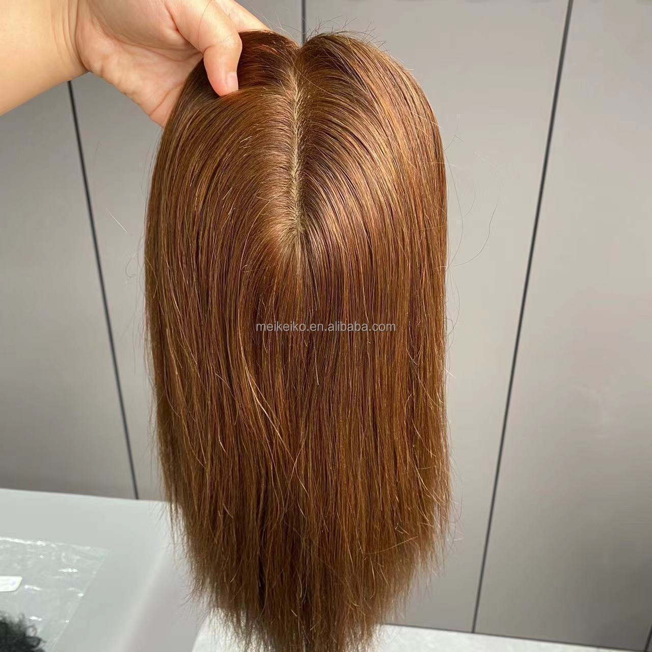 Meikeiko Skin silk Base Human Hair Topper With  Clips In Silk Top human Virgin Brazilian Hair Toupee for Women Fine Hairpiece