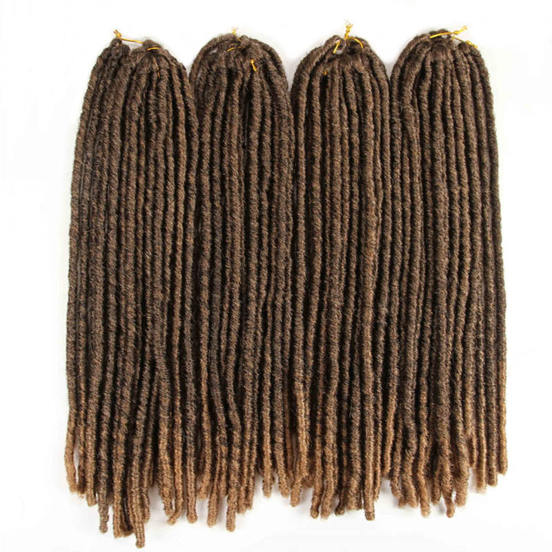 Brown Straight Faux Locs Crochet Hair Dreadlocks Hair Extensions African Braid Wick for Women Pre-looped Synthetic Braids