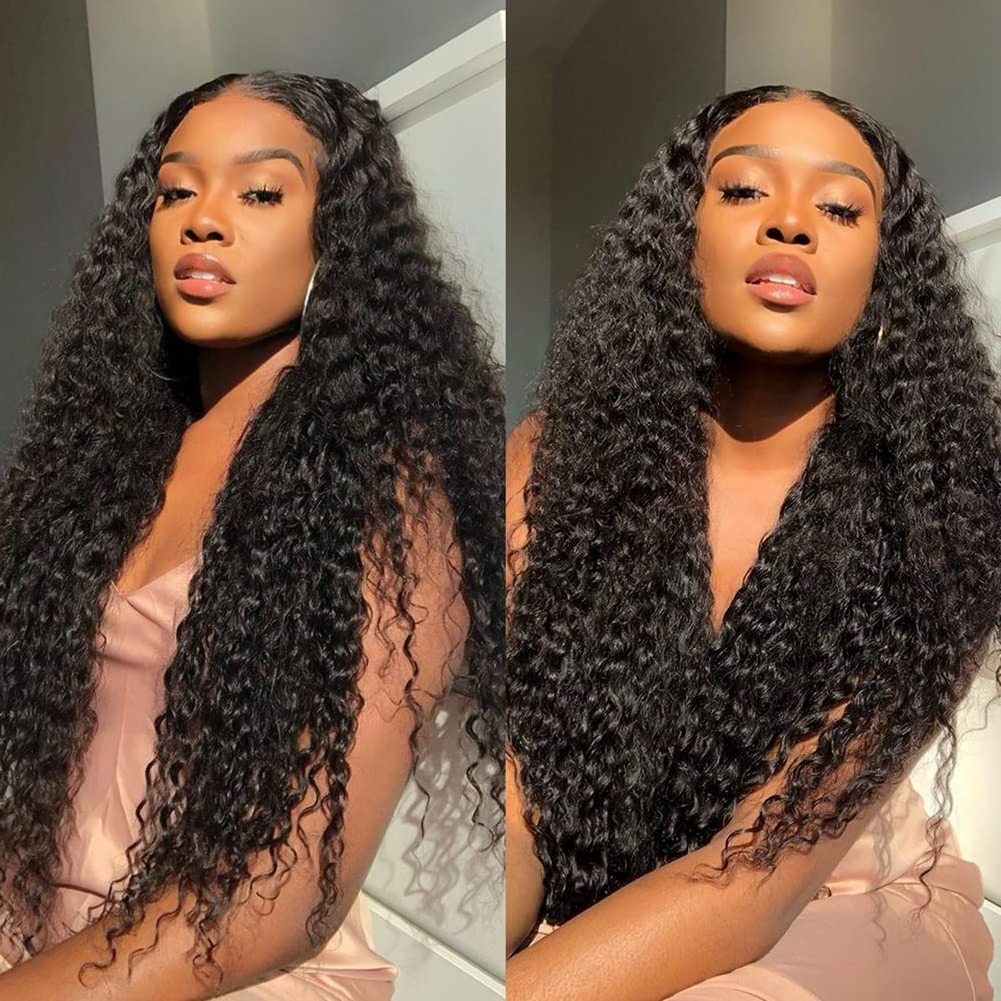 Highlight Deep Wave 13X4 Lace Front Wig #1B Straight Swiss Lace Human Hair Wigs Brazilian Virgin Hair