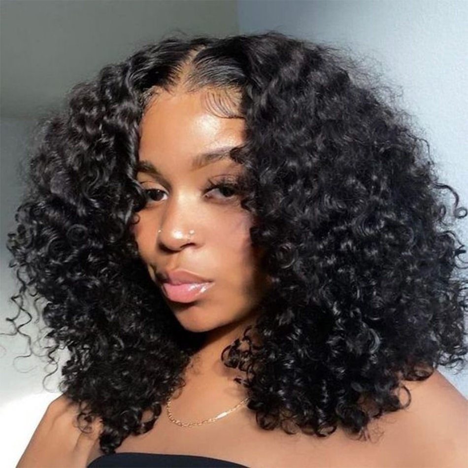 Lace front wigs brazilian HD human hair wigs  lace frontal  curly short bob wig 100% remy human hair for black women