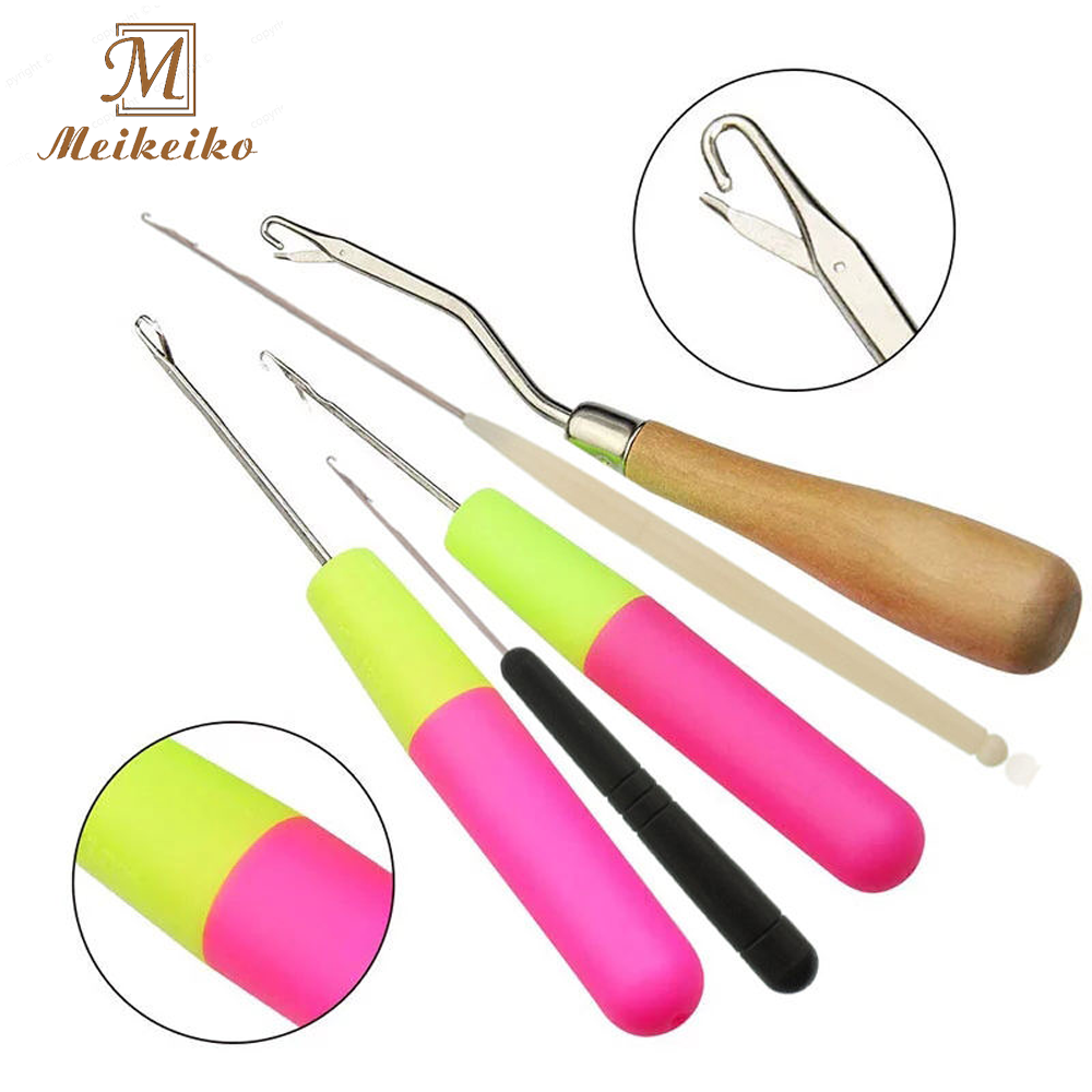 5Pcs/Set Latch Crochet Hook Hair Weave Crochet Needle Wigs Knitting Hair Extensions Styling Carpets Repair Tools Braid Craft