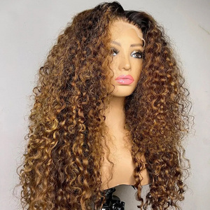 Highlight Loose Deep Curly HD Frontal Wig Water Wave Honey Blonde Lace Front Human Hair Wigs For Women