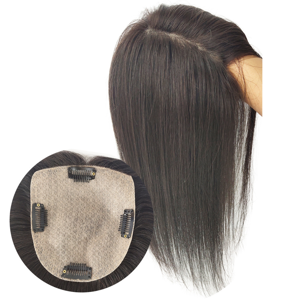 Meikeiko Skin silk Base Human Hair Topper With  Clips In Silk Top human Virgin Brazilian Hair Toupee for Women Fine Hairpiece