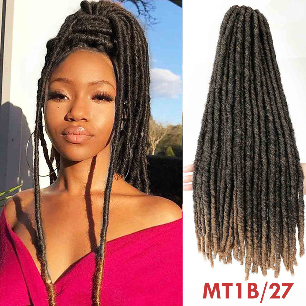 Brown Straight Faux Locs Crochet Hair Dreadlocks Hair Extensions African Braid Wick for Women Pre-looped Synthetic Braids