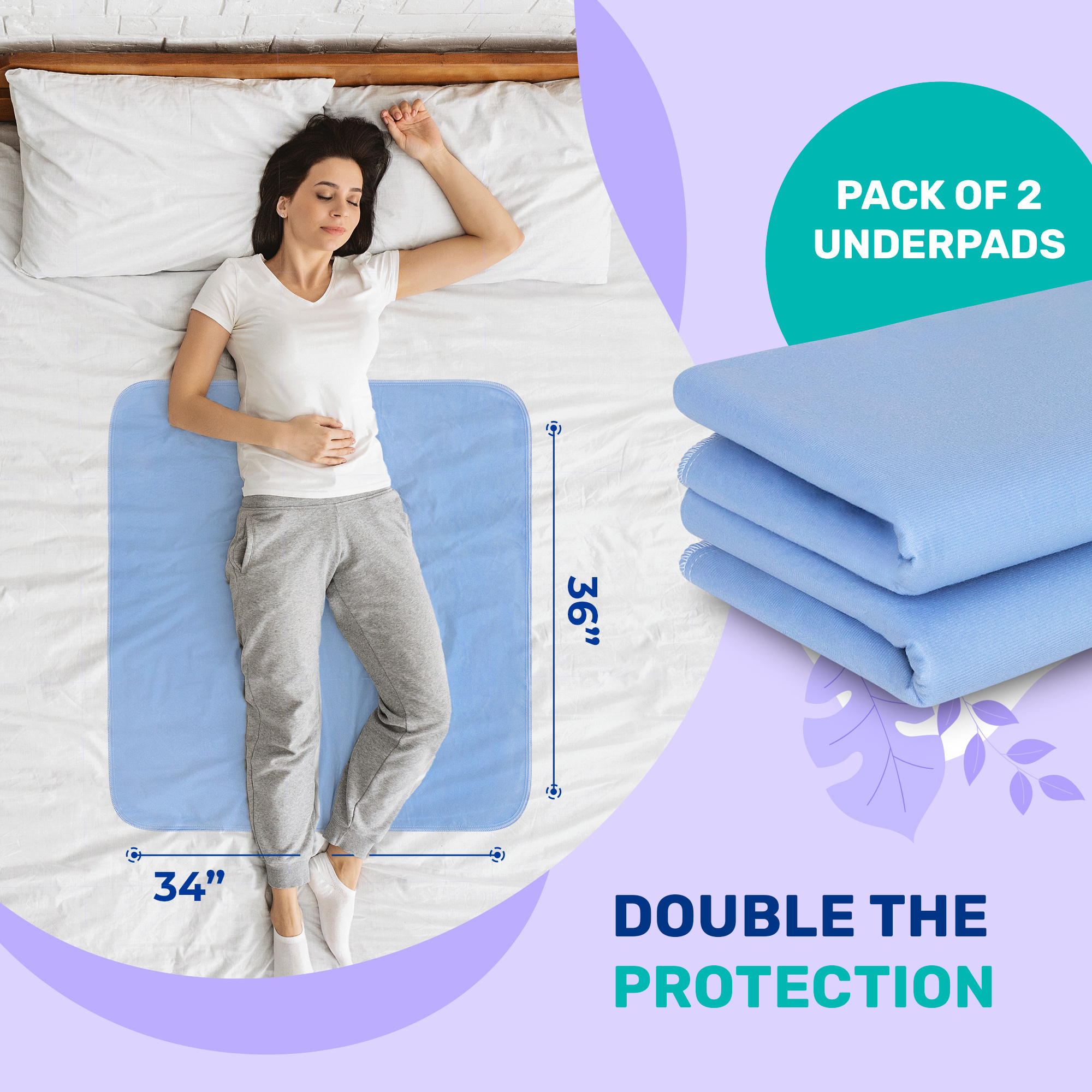 Reusable and Washable Incontinence Bed Pads Waterproof Protective Underpads 34