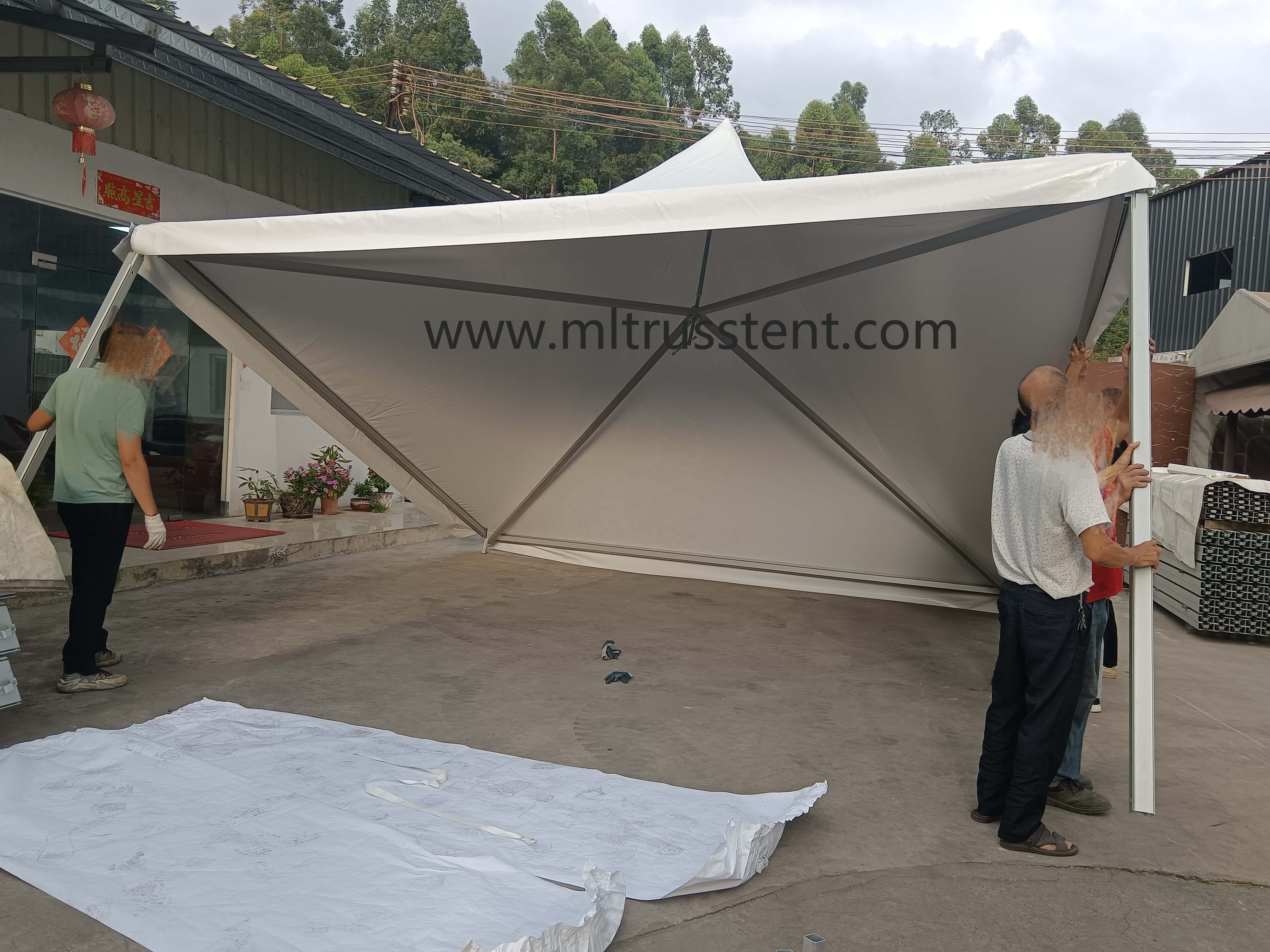 White PVC Fabric Event Wedding Party Marquee Waterproof Aluminium Exhibition Tents 4x4 5x5 6x6 Pagoda Trade Show Tent