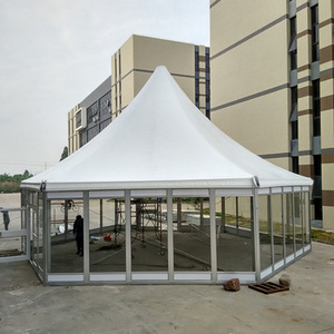 Aluminum Frame White PVC Garden Party Gazebo Canopy with Glass Wall Outdoor 10x10m Pagoda Wedding Tents for Events