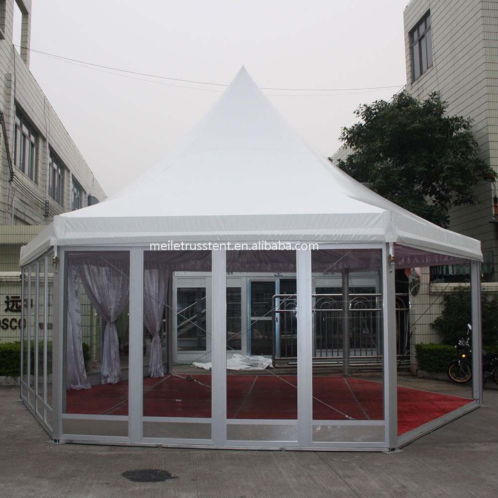 Aluminum Frame White PVC Garden Party Gazebo Canopy with Glass Wall Outdoor 10x10m Pagoda Wedding Tents for Events